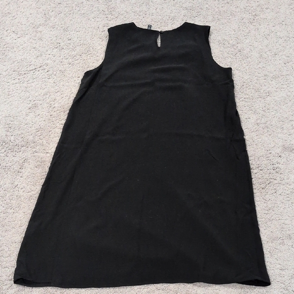 Eileen Fisher Black Silk Sleeveless Layered A-Line Dress - Medium - Picture 8 of 8